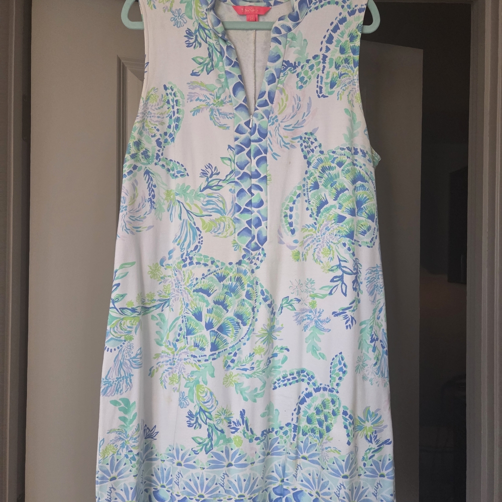 Lilly Pulitzer White Dress with Blue and Green Accents